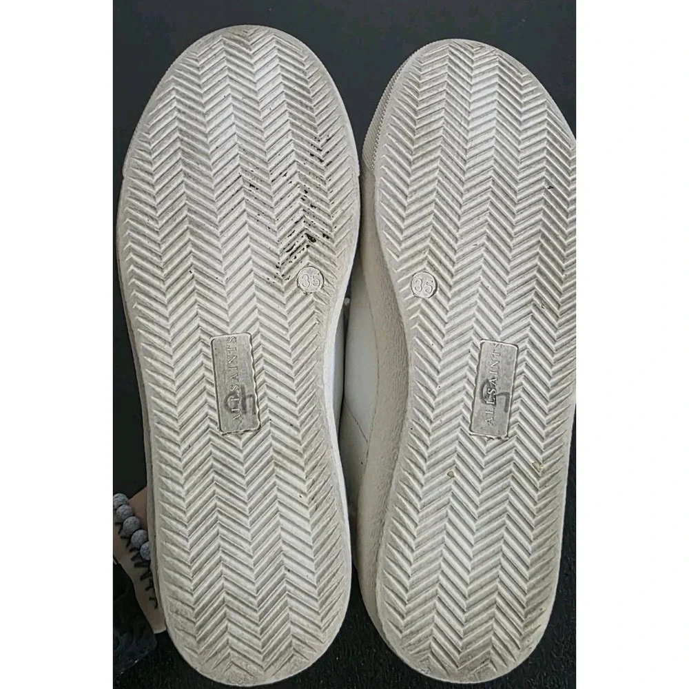 ALLSAINTS‎ Sheer Low Top White Leather Casual Sneakers Women Shoes 6/35 Lace Up
